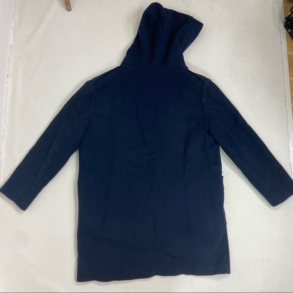 David of Boston blue wool fleece lined hooded  toggle button long coat. - Picture 10 of 14